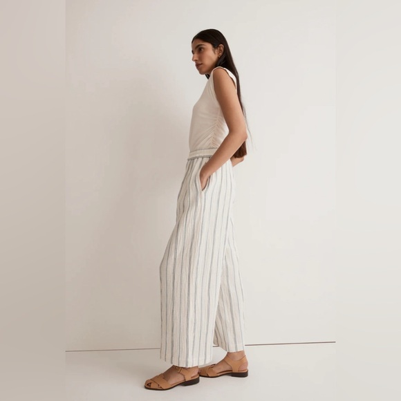 NWOT Madewell The Untailored Wide-Leg Crop Pant in Striped Lightspun Sz XS - Picture 2 of 10